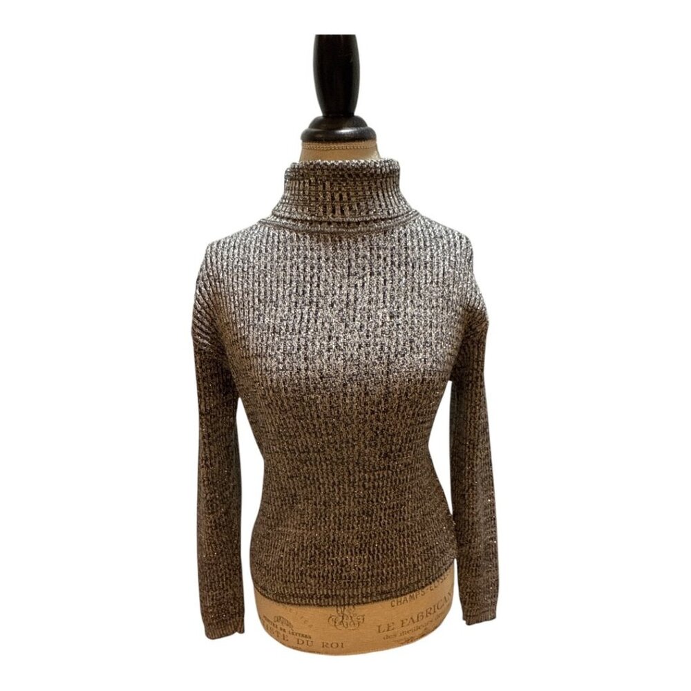 Women’s Metallic Marled Turtleneck Sweater - Gray